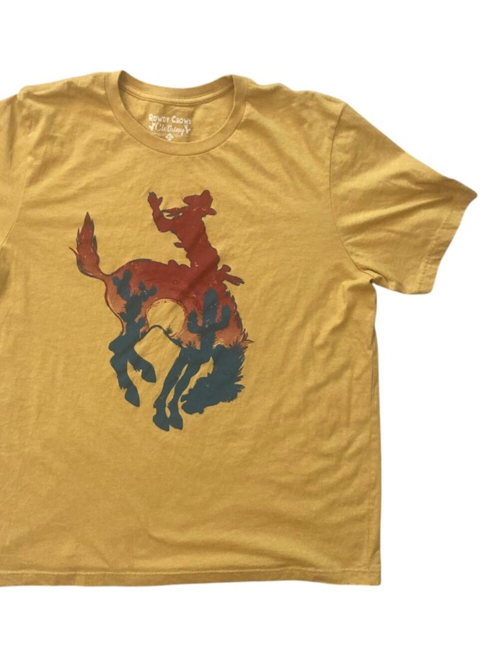 Women's ROWDY CROWD CLOTHING Western Cowboy Bronco Graphic Tee T-Shirt Size XL